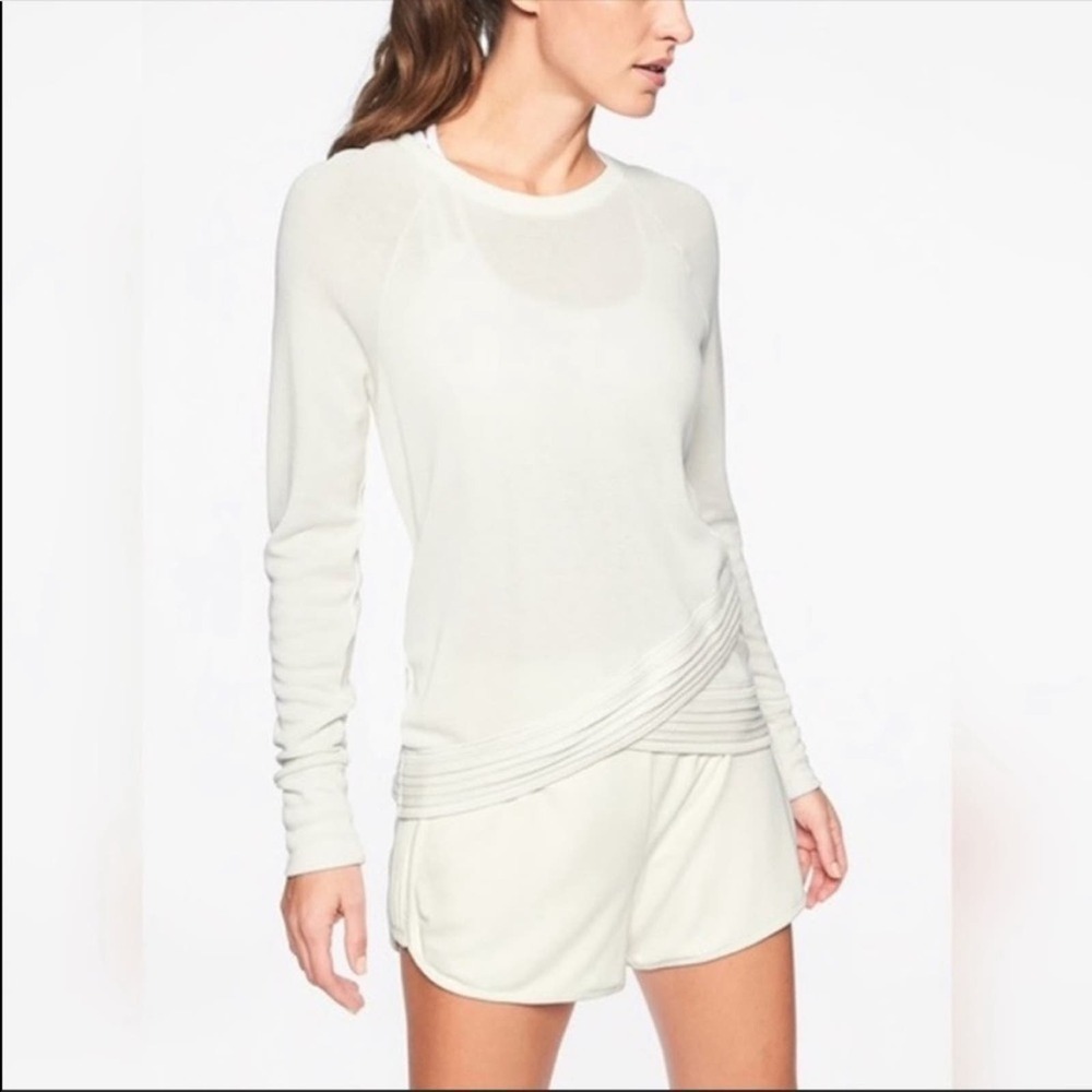 Athleta Serenity Criss Cross Sweatshirt Long Sleeve Ivory White